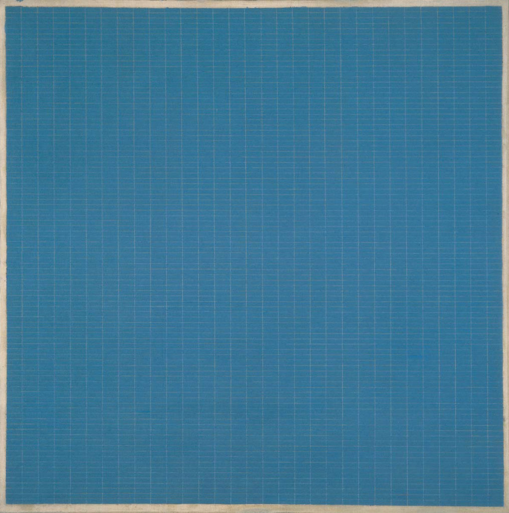 Square blue field covered with a grid of thin white lines