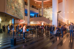 Members in the SFMOMA atrium during the Magritte Member Party