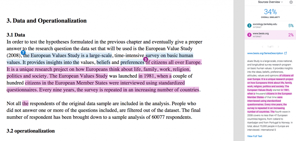 Patchwork plagiarism detected by Turnitin