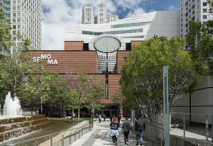 SFMOMA exterior, view from Yerba Buena Gardens.